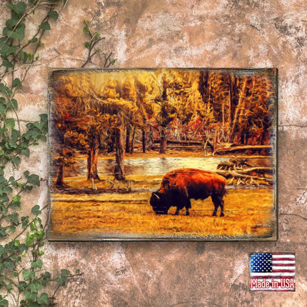 Bison Art Wooden Wall Art by Nature Wonders - Nature Wildlife Decor  - 95293B-1