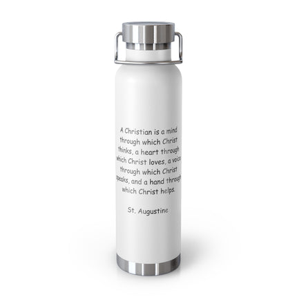Inspirational Copper Insulated Water Bottle - 22oz with St. Augustine Quote