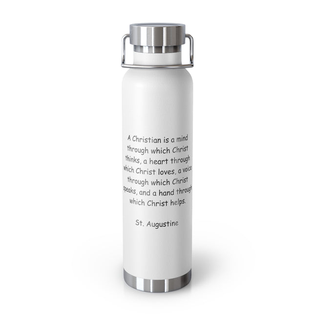 Inspirational Copper Insulated Water Bottle - 22oz with St. Augustine Quote