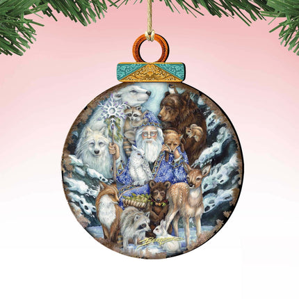 Gather in Peace Father Winter Animals Wooden Ornaments by J. Bergsma - Christmas Decor - 8591968-JB-0