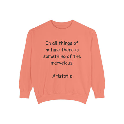 Inspirational Sweatshirt with Quote by Aristotle - Unisex Garment-Dyed