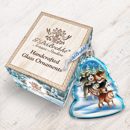 Sleigh Dogs Mercury Glass Ornament by G. DeBrekht - Wildlife Holiday Decor - 771048-2