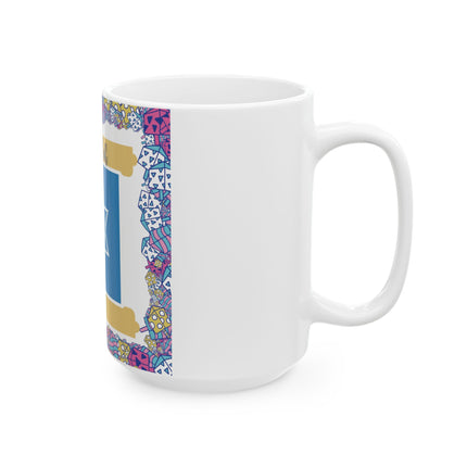 Happy Hanukkah Mug – 15oz Ceramic Cup with Blue Star of David