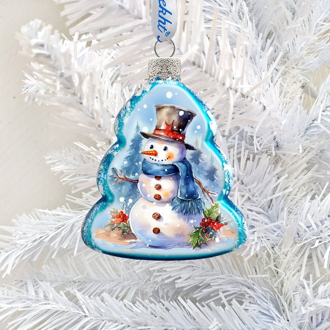 Cheerful Snowman Mercury Glass Ornaments by G. Debrekht - Christmas Santa Snowman Decor - 776022-0