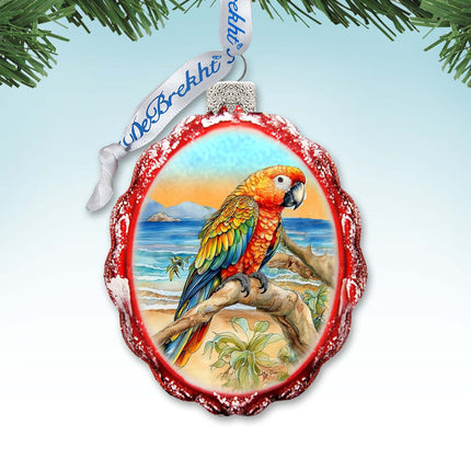 Coastal Christmas Decor - Parrot Keepsake Glass Ornaments by G. Debrekht - Coastal Holiday Decor - 777393-2