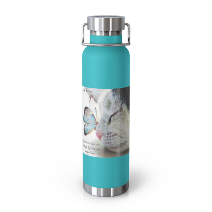 22oz Insulated Bottle — "Life Is Short" Cat & Butterfly Inspirational Quote