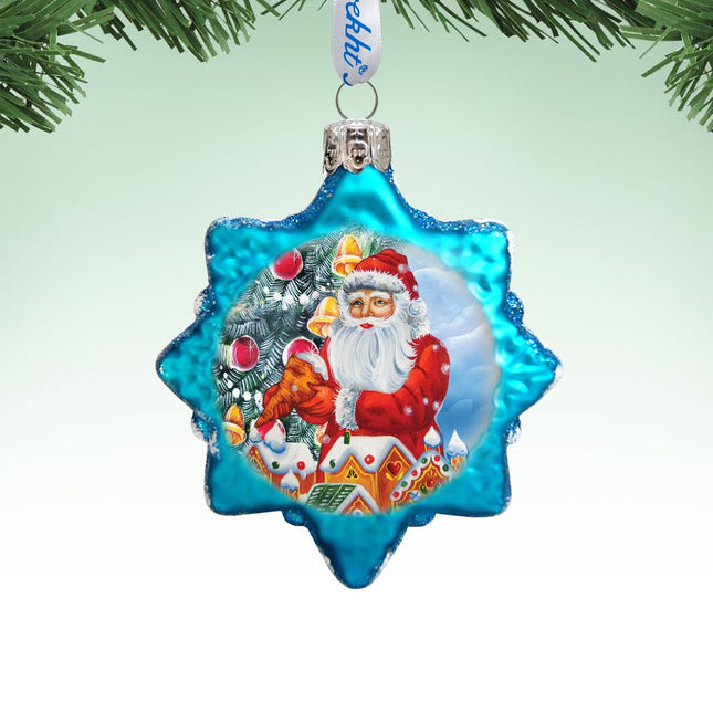 Santa Gingerbread House Mercury Glass Ornament by G. DeBrekht - Christmas Santa Snowman Decor - 773012-0