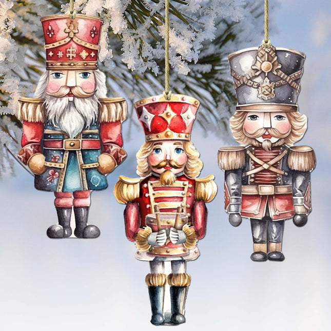 Nutcrackers Decorative Wooden Ornaments of 3 by G. Debrekht - Christmas Decor - 8091008-S3-0