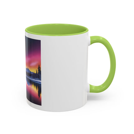 Aurora Lake Accent Coffee Mug — Northern Lights Landscape 11/15oz