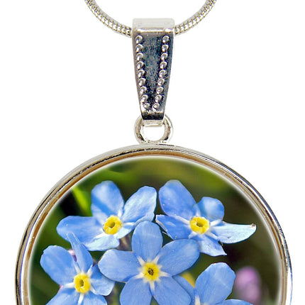 Forget-Me-Not Alaska Silver-Plated Mother of Pearl Jewelry Pendant Necklace - 44158-1
