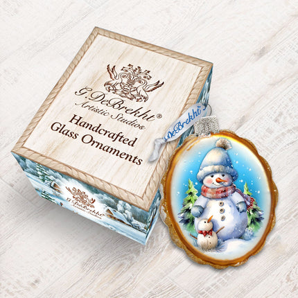 Snowman's family Mercury Glass Ornaments by G. Debrekht - Christmas Santa Snowman Decor - 776014-3