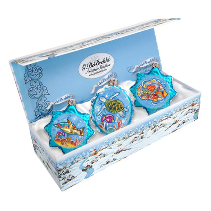 Under the Sea Mercury Glass Ornaments Set of 3 by G. DeBrekht - Coastal Holiday Decor - 770132S3-0