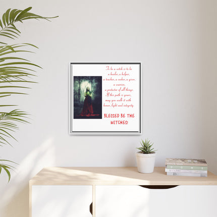 Blessed Be the Witches Framed Canvas Art — Witchy Inspirational Quote Wall Decor