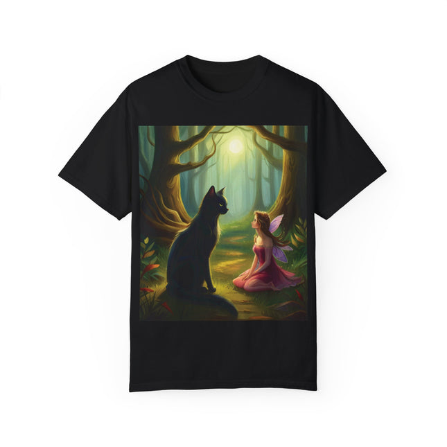 Whimsical Fairy & Cat Tee – Nature-Inspired Unisex Graphic Shirt