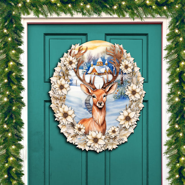 Majestic Forest Deer Holiday Door Decor by G. Debrekht - Christmas Decor - 8611065H-0