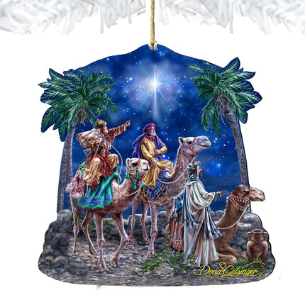 The Magic of Three Kings Wooden Ornaments by Gelsinger - Nativity Holiday Decor - 8161026-1810-4