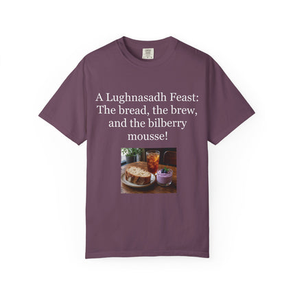 Lughnasadh Feast T-Shirt – “The bread, the brew, and the bilberry mousse!”
