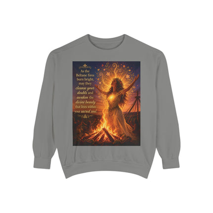 Bonfire Witch Sweatshirt — "As the Beltane fire burns bright" Pagan Festival Crewneck