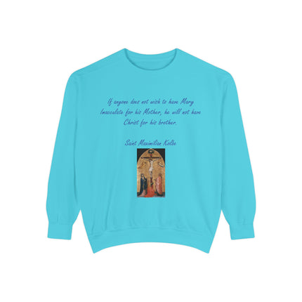 Saint Kolbe Marian Sweatshirt – Unisex Garment-Dyed Faith Wear