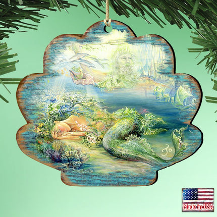 Dreams of Atlantis Wooden Ornaments by Josephine Wall - Coastal Sea-Life Decor - 8472102-JW-1