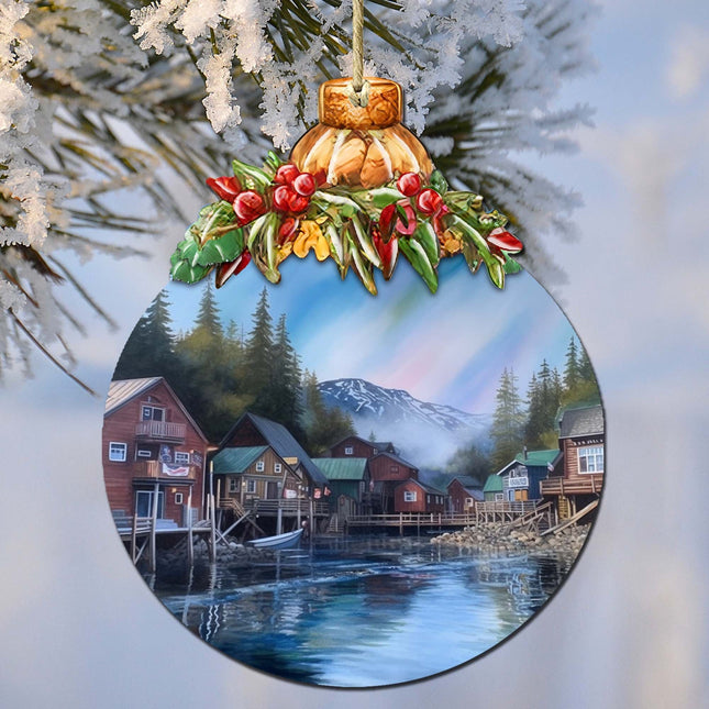 Arctic Mountain Homes Wooden Ornaments by G.Debrekht - Wildlife Holiday Decor - 870014-0
