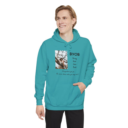 Bring Your Own Book Hoodie — 'B.Y.O.B. Bring Your Own Book. Everywhere you go.' Reader Hoodie