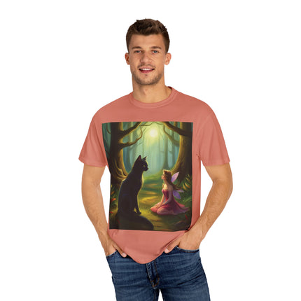 Whimsical Fairy & Cat Tee – Nature-Inspired Unisex Graphic Shirt