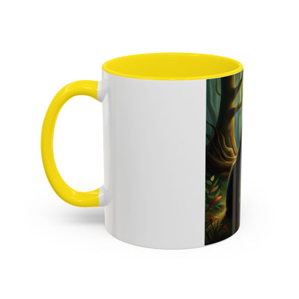 Enchanting Fairy & Cat Accent Mug – Fantasy Nature Design, 11oz