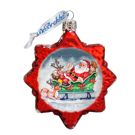 Sleighing Santa Mercury Glass Ornament by G. DeBrekht - Christmas Santa Snowman Decor - 773019-4
