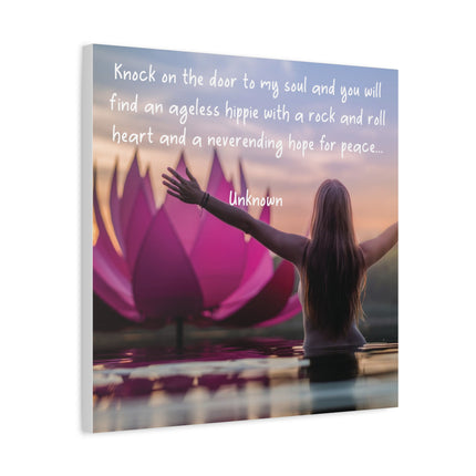 Inspirational Yoga Wall Art Canvas – “Knock on the door to my soul…” Quote