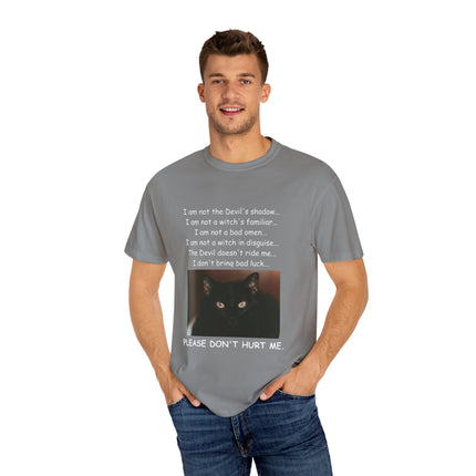 Unisex Cat-Themed T-Shirt – "Please Don't Hurt Me" Design