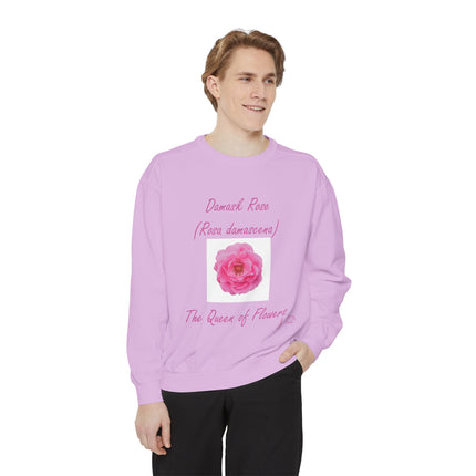 Unisex Floral Sweatshirt - Damask Rose Design - The Queen of Flowers
