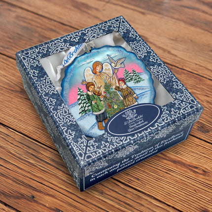 Winter Blessing Flower Glass Ornament by G. DeBrekht - Christmas Santa Snowman Decor - 759-021-2