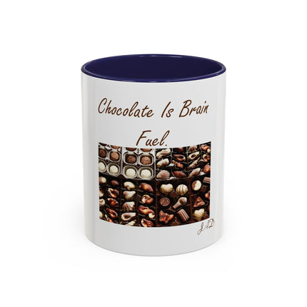 Chocolate Is Brain Fuel Coffee Mug — Chocolate Lovers Accent Mug (11/15oz)