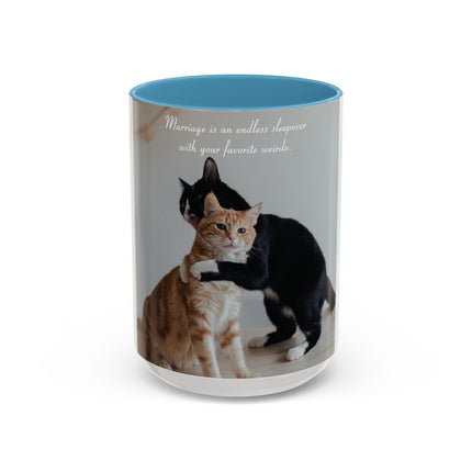 Cat Lovers Accent Mug – 15oz Ceramic Cup with Sleepover Quote