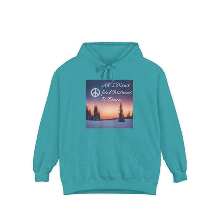 Peaceful Christmas Hoodie – "All I Want for Christmas is Peace" Winter Tree Graphic