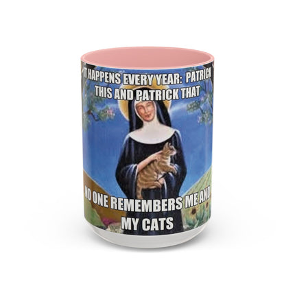 Accent Coffee Mug – Cat & Saint Humor – 15oz Gift Idea