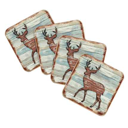 Deer Wooden Cork Coasters Gift Set of 4 by Nature Wonders - Nature Wildlife Decor  - 8198211-9C-S4-4