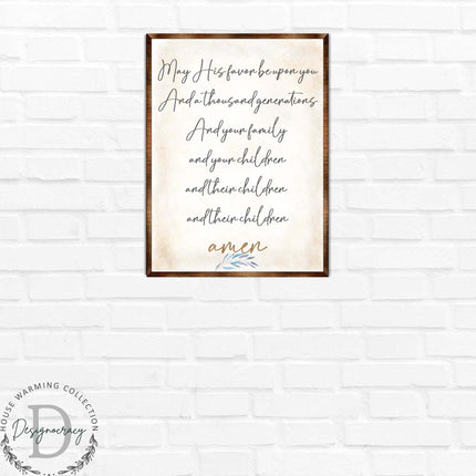 Blessing Quote Sign- May His Favor Be Upon You - Housewarming gift - Gift for newlyweds - Bible Verse scripts - Christian sign decor - Wedding gift - Blessing sign - Living room decor - 310353-3