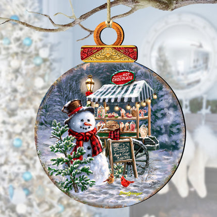 Hot Chocolate Stand - Frosty Fun Wooden Ornaments by D. Gelsinger Christmas Santa Snowman Decor - 8611087-DG-0
