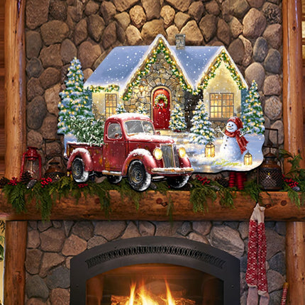 Christmas Light Lane with Truck Door Decor by D. Gelsinger - Christmas Santa Snowman Decor - 8461039H-1926-1