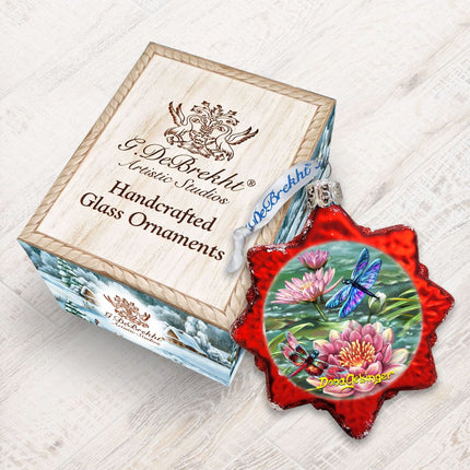 Dragonflies and Water Lilies Mercury Glass Ornament by D. Gelsinger - Christmas Decor - 778113-DG-2