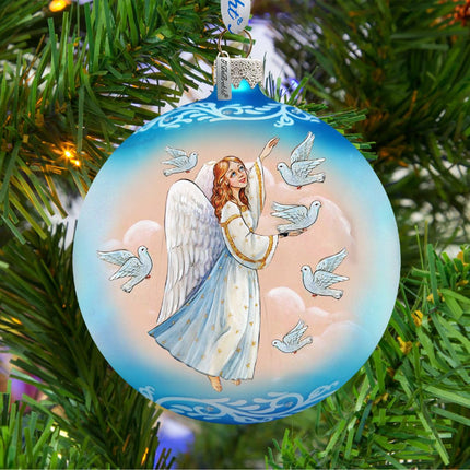 Serenity Angel Glass Ornament by G. DeBrekht - Nativity Holiday Decor - 73366-2