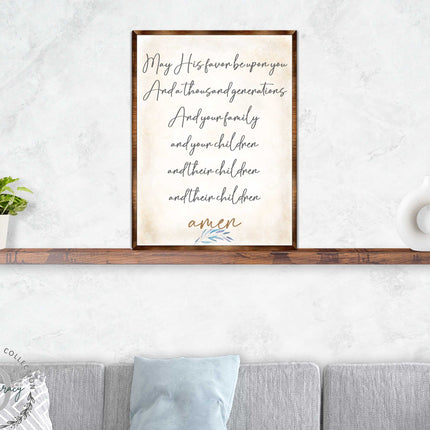 Blessing Quote Sign- May His Favor Be Upon You - Housewarming gift - Gift for newlyweds - Bible Verse scripts - Christian sign decor - Wedding gift - Blessing sign - Living room decor - 310353-1