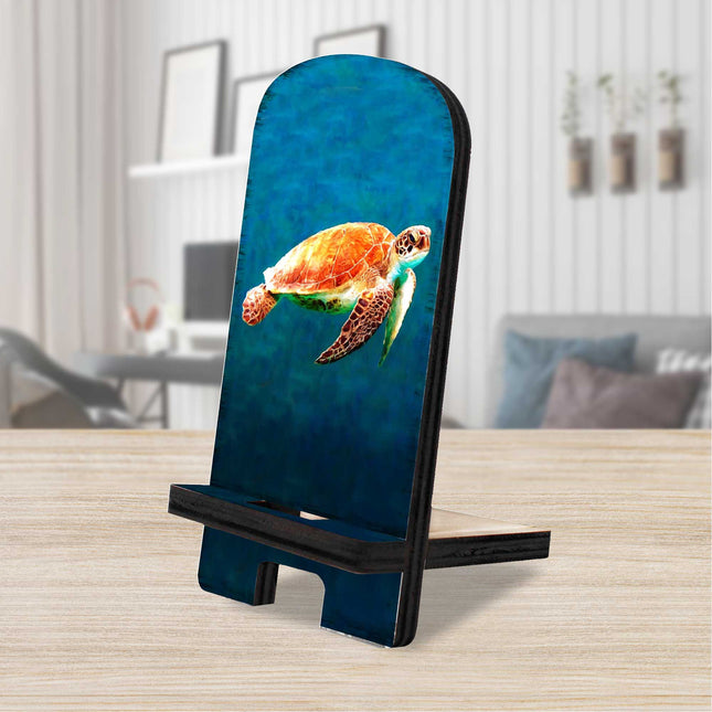 The Turtle Coastal Cell Phone Stand Wood Mobile Tablet Holder Charging Station Organizer - 892048-0
