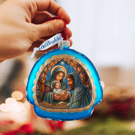 Holy Family Rainbow Glass Ornament by G. Debrekht - Nativity Holiday Decor - 756-017-2