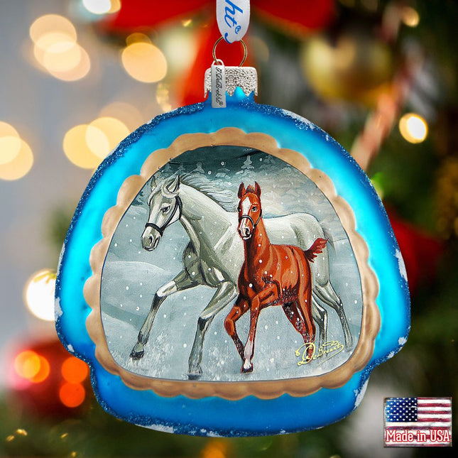 Winter Horses Glass Ornament by G. DeBrekht - Christmas Decor - 756-015-0