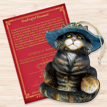 Cat in Hat Wooden Ornaments by G. DeBrekht - Thanksgiving Halloween Decor - 8158411-3