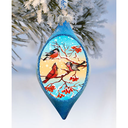 Winter Bird Drop Glass Ornament by G. DeBrekht - Christmas Decor - 74171-3
