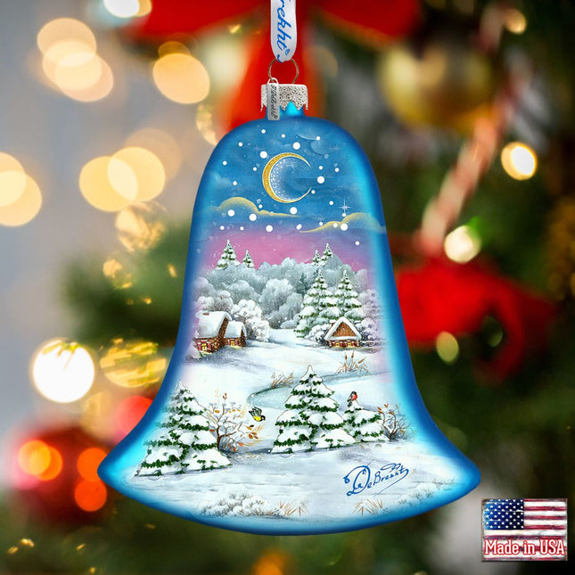 Winter Village Bell Glass Ornament by G. DeBrekht - Christmas Decor - 73141-0